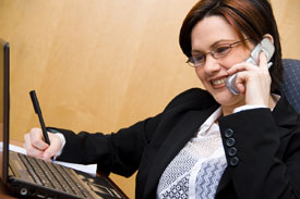 Business woman talking on the phone